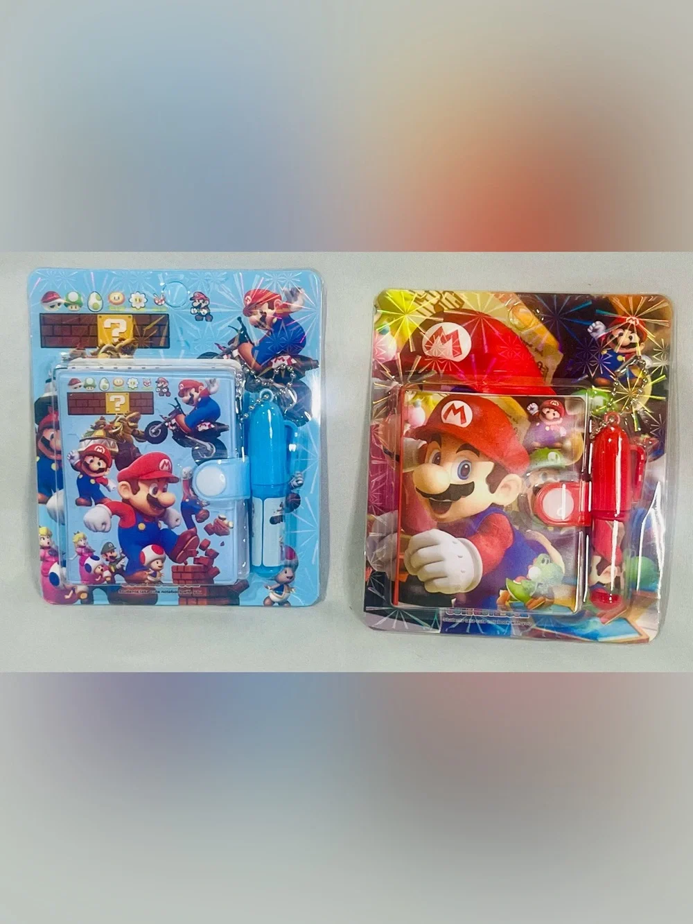 Mario Themed Blue and Red Notebook Sets with Pen
